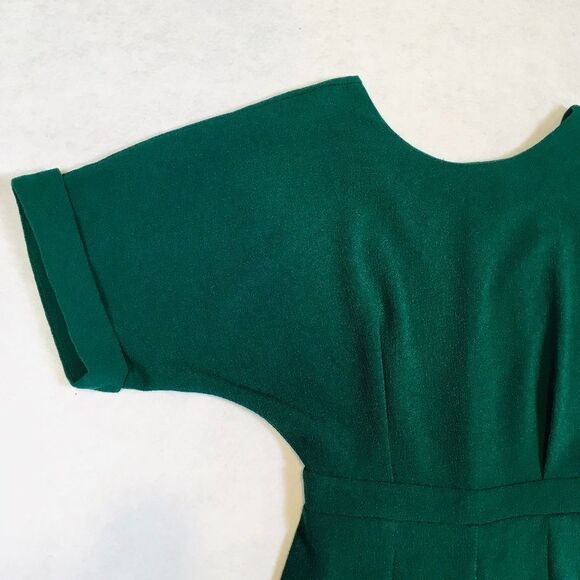 Asos Wiggle Midi Dress Womens 4 Forest Green Dolman Sleeve Front Slit V Cut Back - Picture 3 of 13